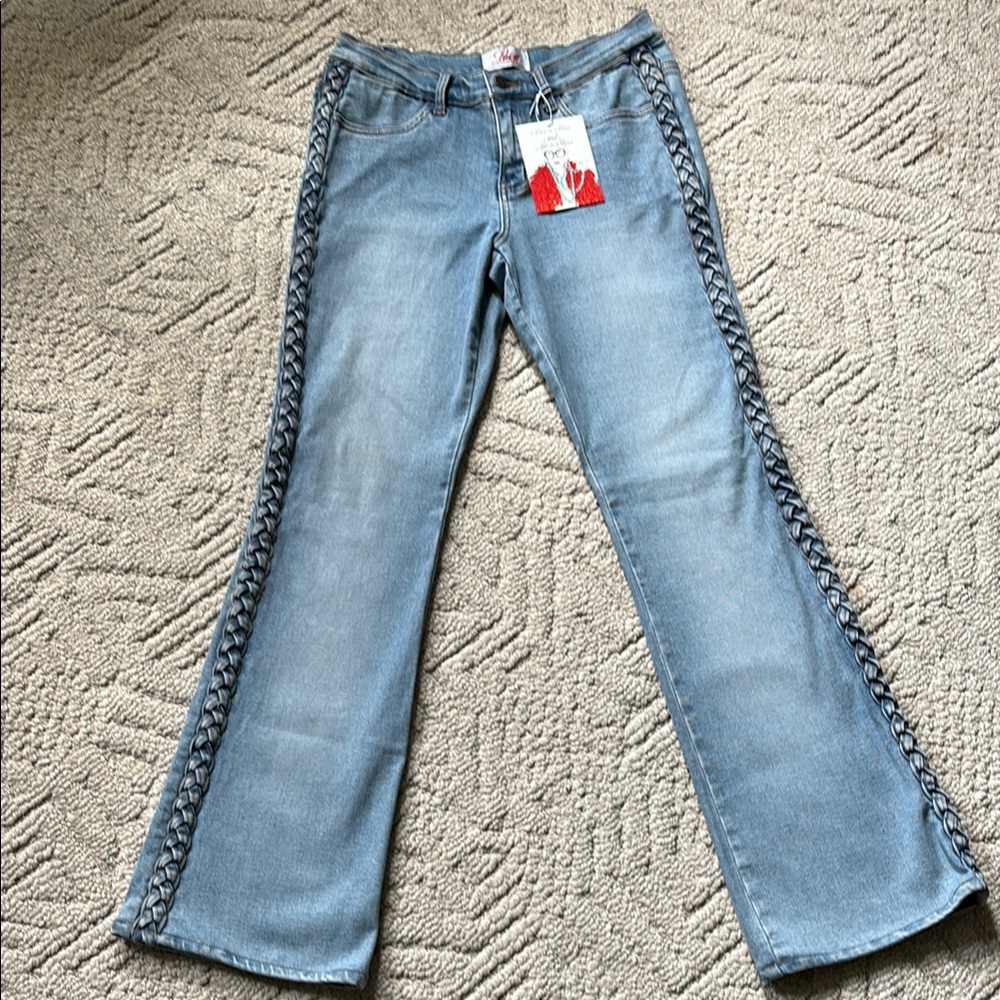 Women's Blue Jeans with Side Detailing